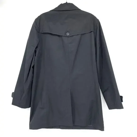Banana Republic Factory Trench Coat Mens Sz XL Black Button Front Overcoat